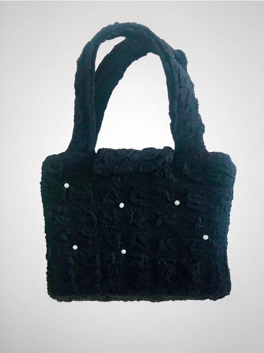 HEATHER - The Black waffle pearly Bible Bag