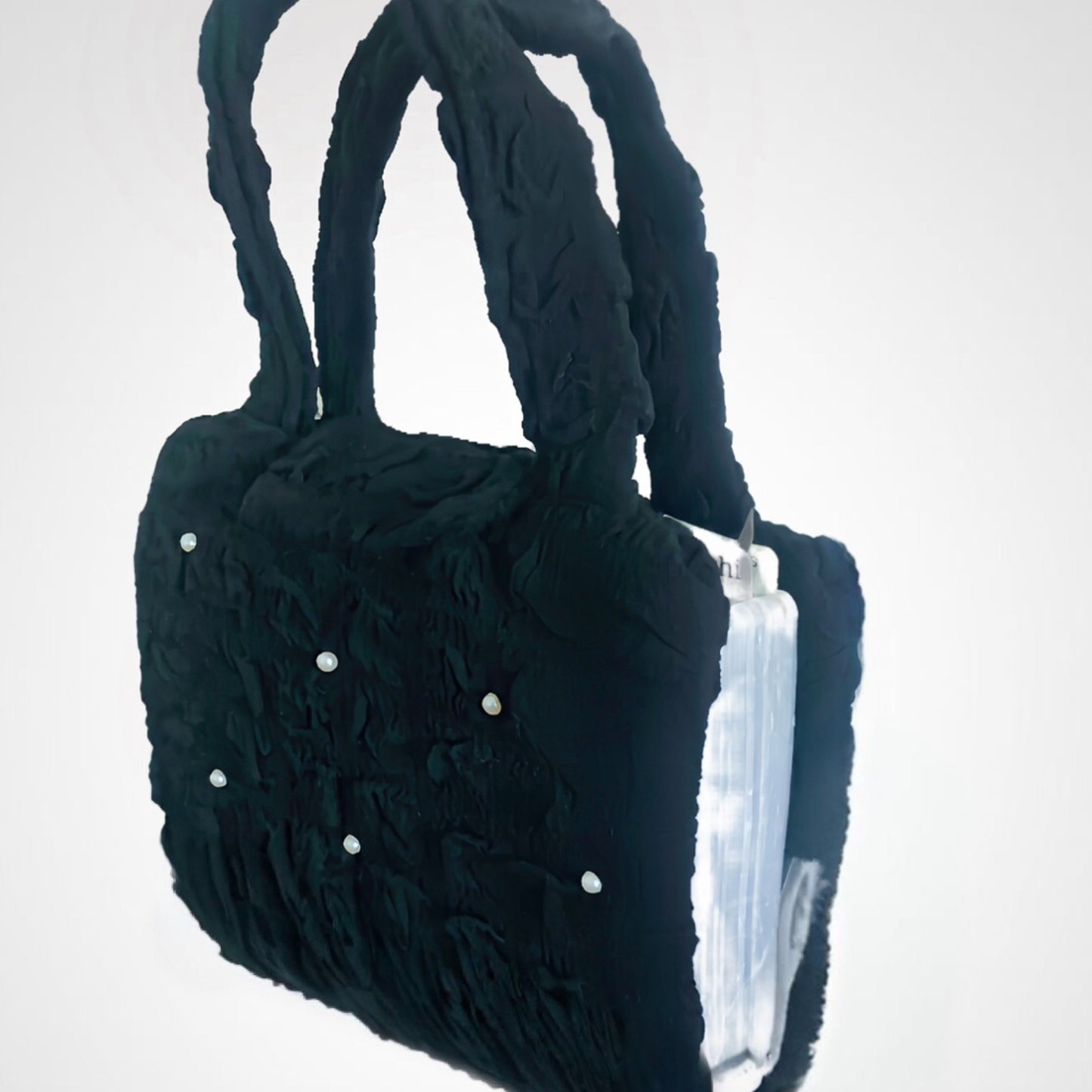 HEATHER - The Black waffle pearly Bible Bag
