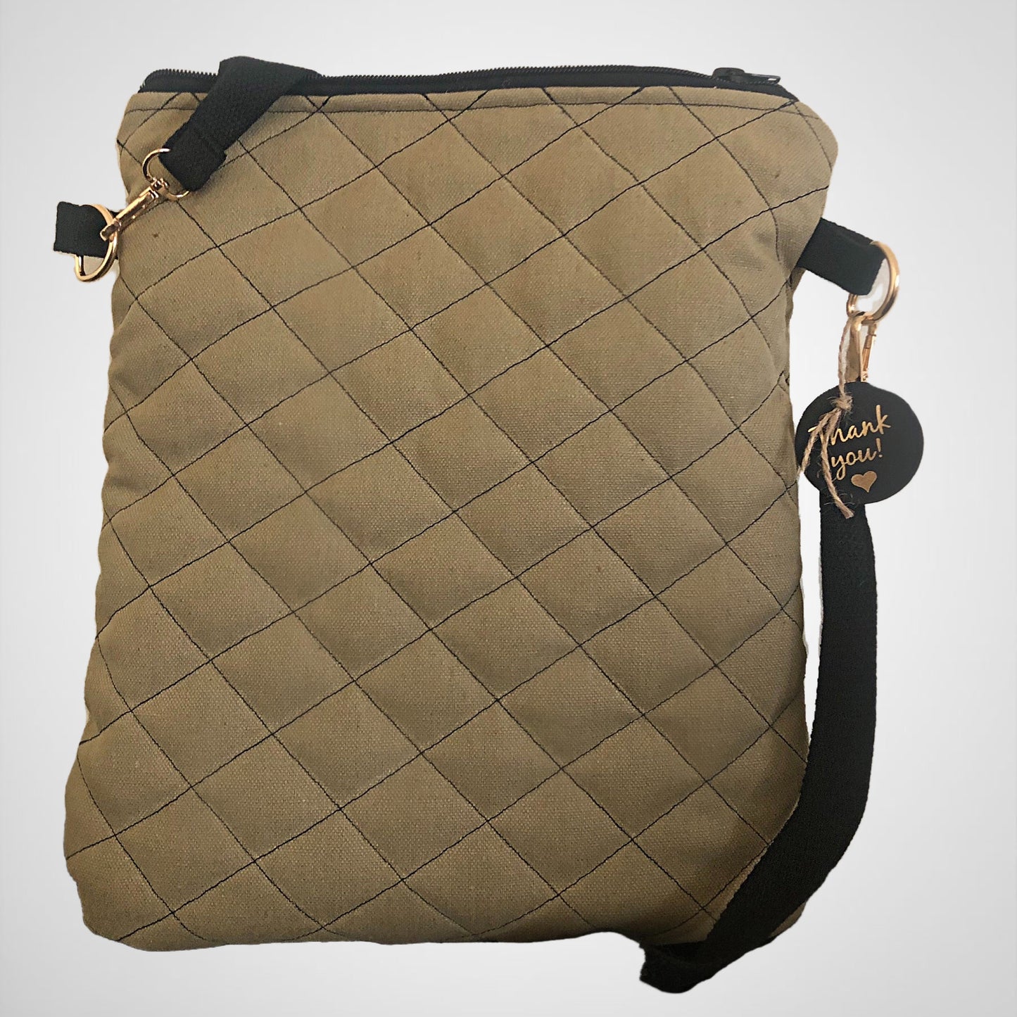 TIFFANY - The Khaki Quilted Messenger Bag