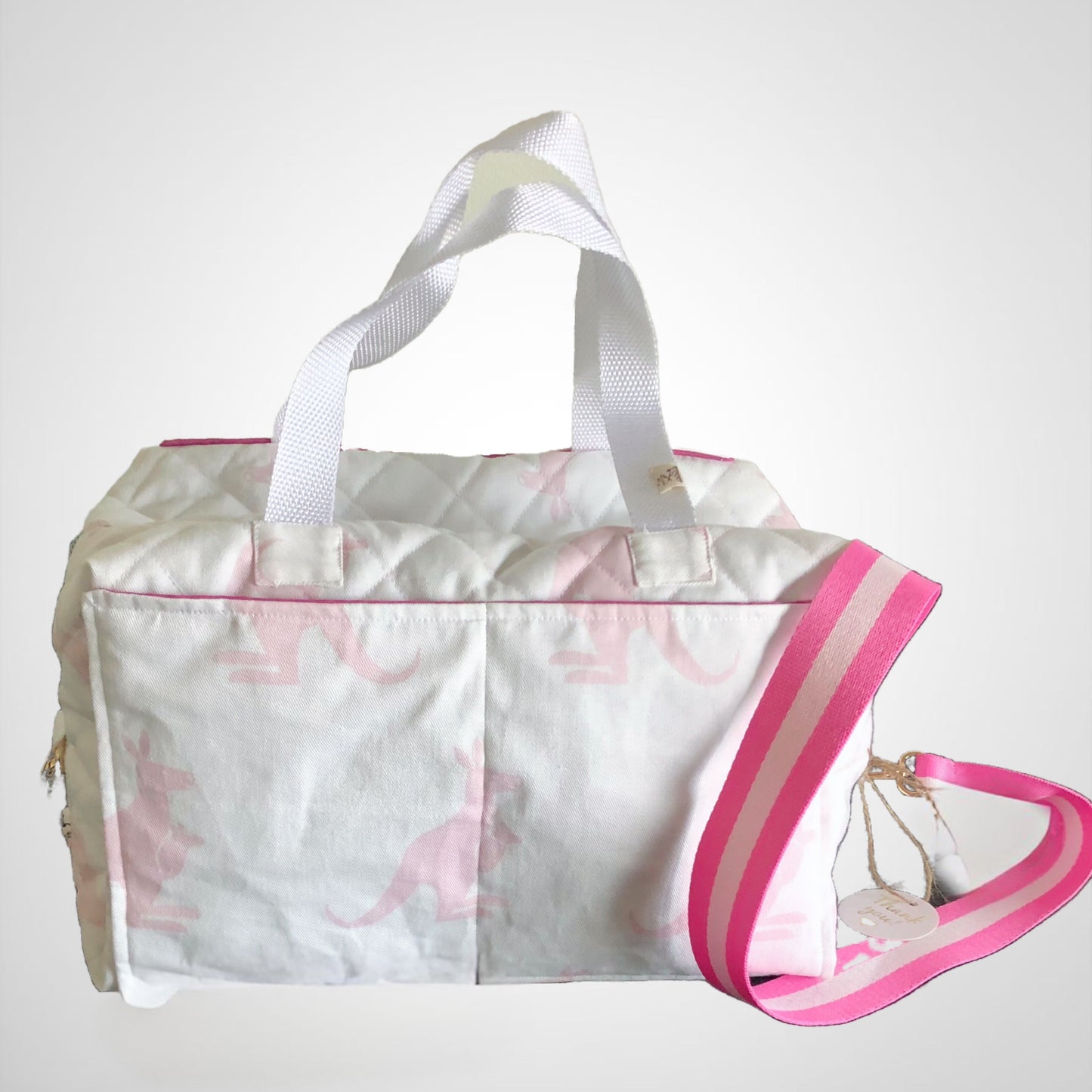 HAPPY HOPPERS - The Girl Baby Kangaroo Printed Quilted Diaper Bag
