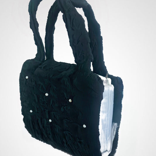 HEATHER - The Black waffle pearly Bible Bag