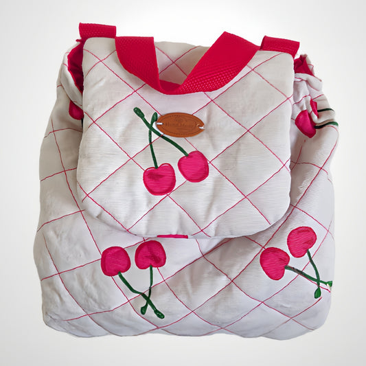 CHERRY CUTENESS - The handcrafted quilted toddler girl Backpack