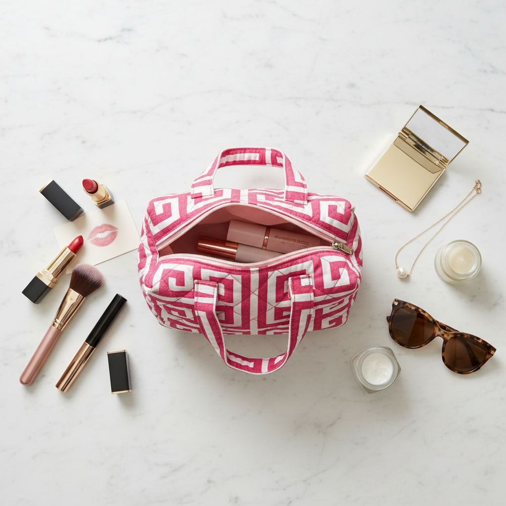 Nikki bag - beauty essentials flat lay