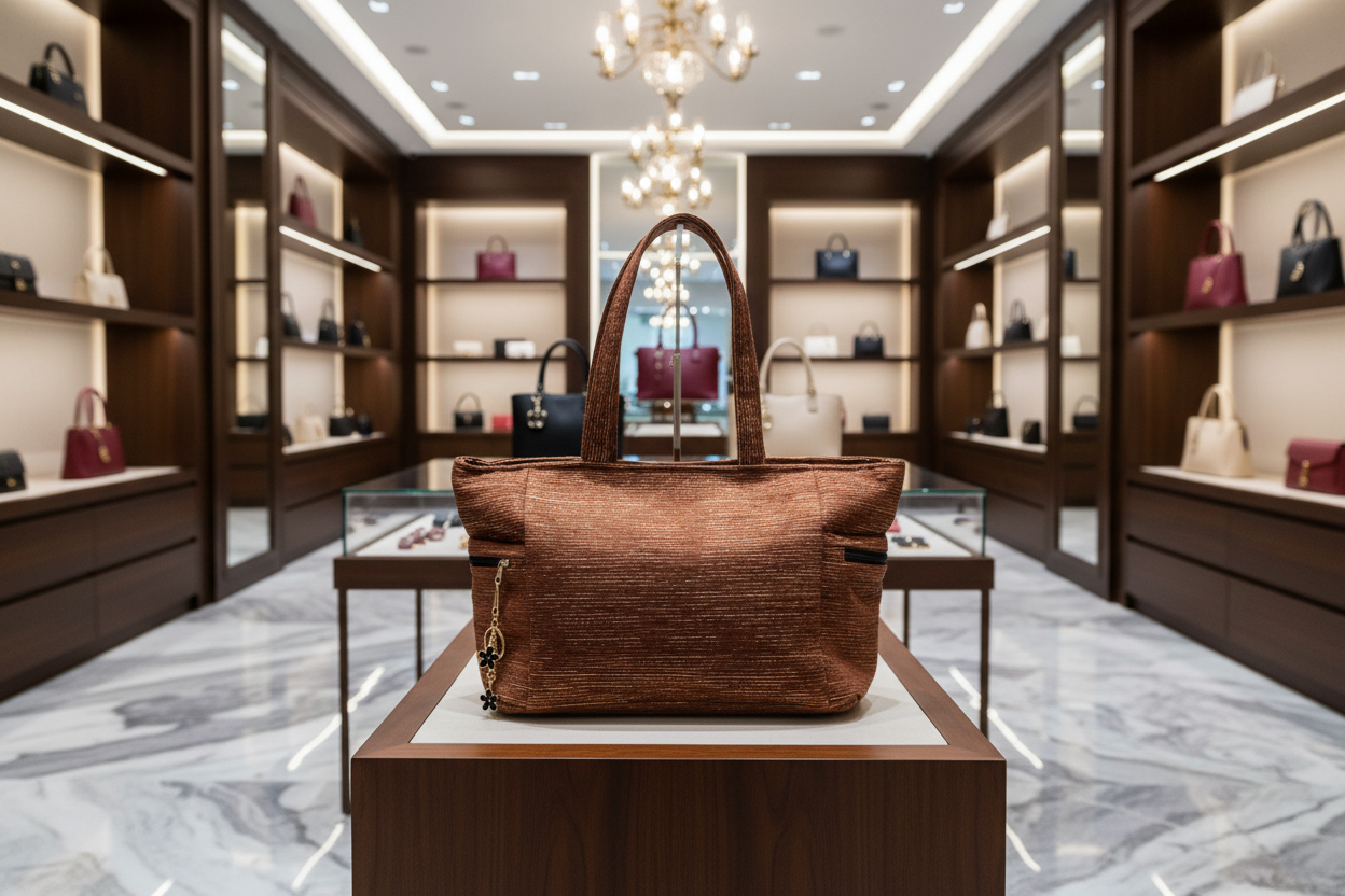 Valeria bag on opulent boutique shelf